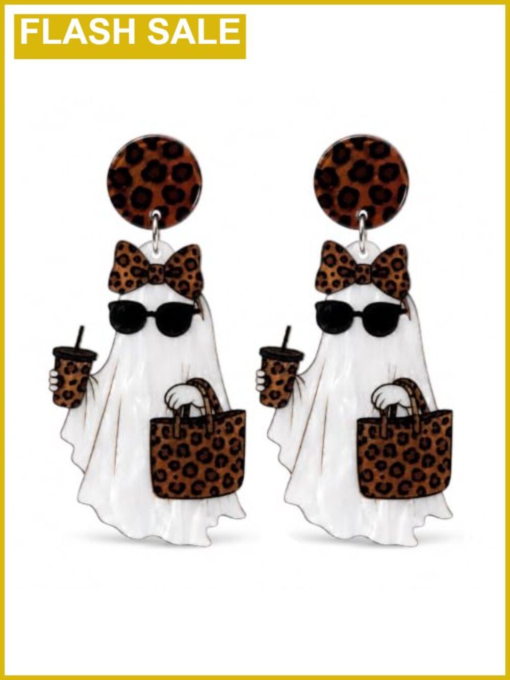 Ghost Leopard Print Dangle Earrings Halloween Women's Jewelry